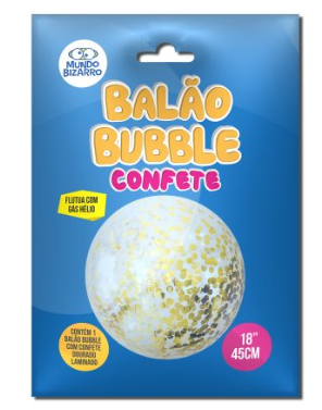 BALÃO BUBBLE CONFETE DOURADO - REF. 100565 -