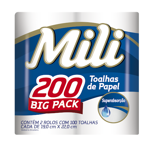 PAPEL TOALHA BIG PACK 2 ROLOS C- 100 TOALHAS CADA 19X22CM – REF. 100655 